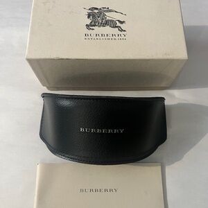 BURBERRY Leather Sunglasses Logo Case in Black For Wide Frames NEW